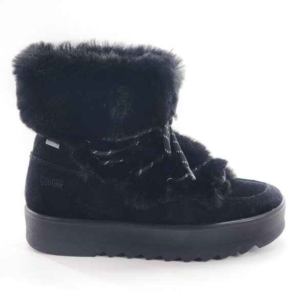 COUGAR Waterproof Suede Platform Faux Fur Winter Ankle Boots Black - Picture 4 of 9